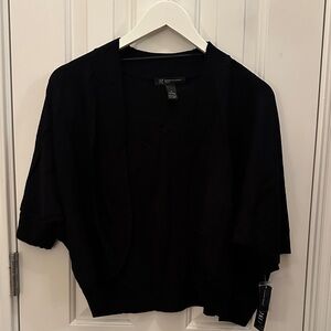 INC International Concepts Black Open-Front Blouse
